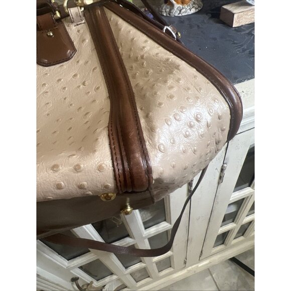 Brahmin Ostrich Arden Convertible Shoulder Satchel Golden Brown Crossbody - Picture 7 of 16